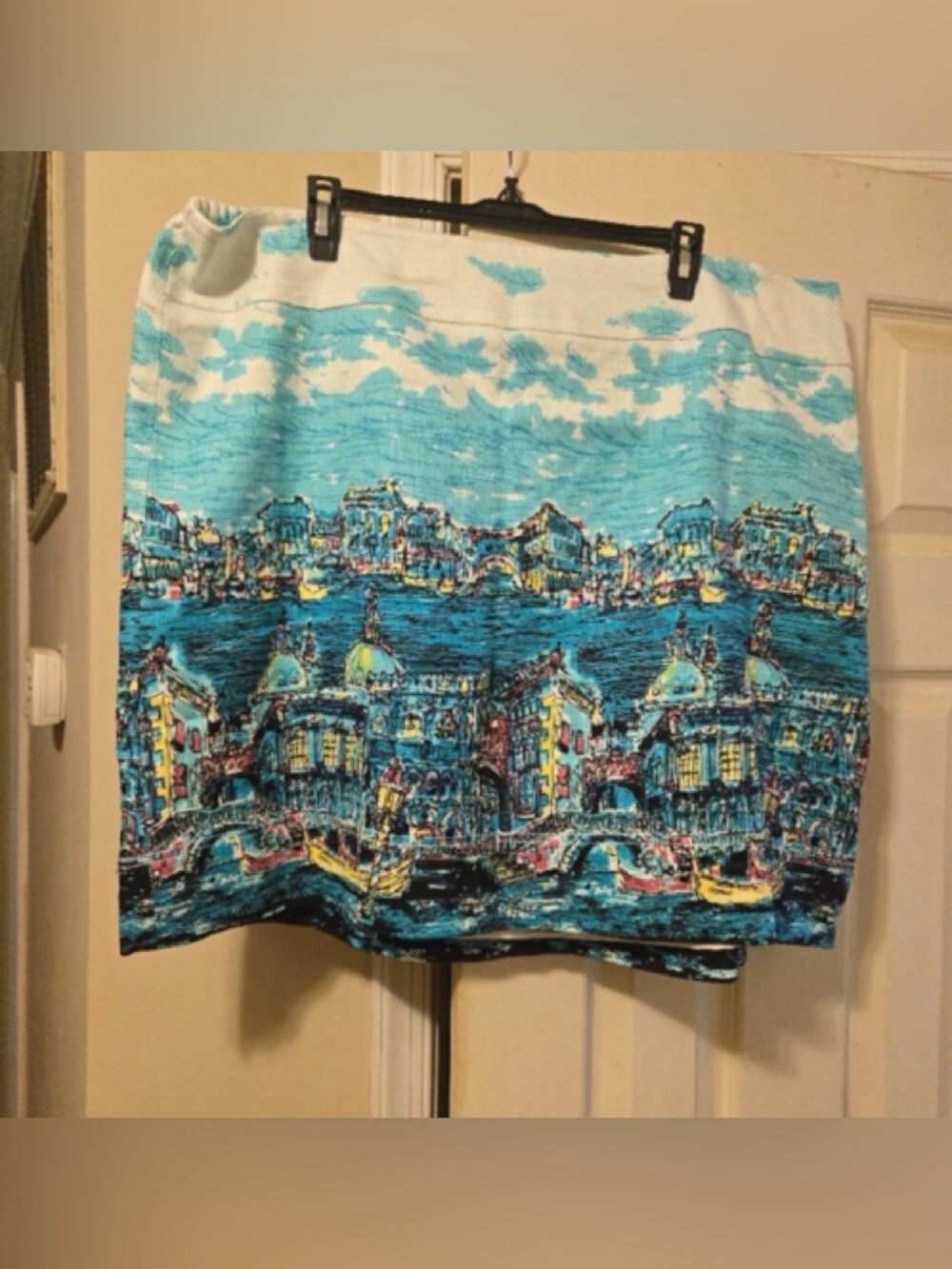 Talbots Blue Turquoise Scenic A-Line Skirt 20w